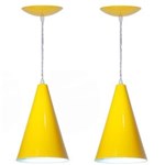 Ficha técnica e caractérísticas do produto Kit 02 Arandelas Pendente Cone em Alumínio - Cor Amarelo