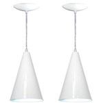 Ficha técnica e caractérísticas do produto Kit 02 Luminárias Pendente Cone em Alumínio - Cor Branco