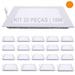 Ficha técnica e caractérísticas do produto Kit 20 Plafon 18w Luminárias LED Painel Embutir QUADRADO Branco Quente SLIM