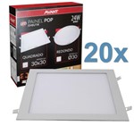 Ficha técnica e caractérísticas do produto Kit 20 Plafon Led Quadrado 24w Painel Embutir Slim Avant