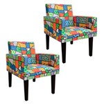 Ficha técnica e caractérísticas do produto Kit 02 Poltronas Decorativa Dani para Sala e Recepção Estampado Romero Britto D11 - D`Rossi