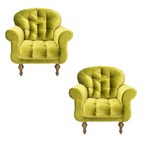 Ficha técnica e caractérísticas do produto Kit 02 Poltronas Decorativas para Sala e Escritório Dani Suede Amarelo