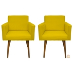 Ficha técnica e caractérísticas do produto Kit 02 Poltronas Decorativas Sala Beatriz Amarelo – DL Decor - Amarelo