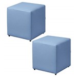 Ficha técnica e caractérísticas do produto Kit 02 Puffs Quadrado Decorativo Corino Azul - Lyam Decor