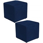 Ficha técnica e caractérísticas do produto Kit 02 Puffs Quadrado Decorativo Suede Azul Marinho - Lyam Decor
