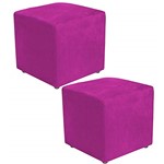 Ficha técnica e caractérísticas do produto Kit 02 Puffs Quadrado Decorativo Suede Pink - Lyam Decor