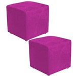 Kit 02 Puffs Quadrado Decorativo Suede Pink - Lymdecor