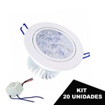 Ficha técnica e caractérísticas do produto Kit 20 Spot Led Dicróica Embutir Redondo Direcionável 12w Branco Frio 6000k Bivolt