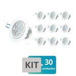 Ficha técnica e caractérísticas do produto Kit 30 Spot Led Embutir Redondo 5W Branco Quente - Ld