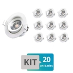 Ficha técnica e caractérísticas do produto Kit 30 Spot Led Embutir Redondo 5W Branco Quente