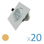 Ficha técnica e caractérísticas do produto Kit 20 Spot Quadrado 7w Led Bivolt - Branco Quente