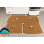 Ficha técnica e caractérísticas do produto Kit 03 Tapetes Cozinha Coruja Caramelo Premium Antiderrapante Macio