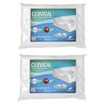 Ficha técnica e caractérísticas do produto Kit 02 Travesseiros Cervical Ortopédico Lavável Fibrasca