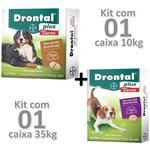 Ficha técnica e caractérísticas do produto Kit 01cx Drontal Plus Carne Cães 35kg + 01cx Cães 10kg