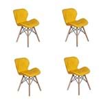 Ficha técnica e caractérísticas do produto Kit 04 Cadeiras Charles Eames Eiffel Slim Wood Estofada - Amarela