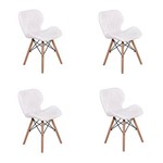 Kit 04 Cadeiras Charles Eames Eiffel Slim Wood Estofada - Branca