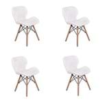 Ficha técnica e caractérísticas do produto Kit 04 Cadeiras Charles Eames Eiffel Slim Wood Estofada - Branca