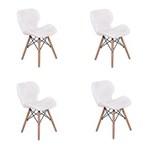 Ficha técnica e caractérísticas do produto Kit 04 Cadeiras Charles Eames Eiffel Slim Wood Estofada - Branco