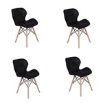 Ficha técnica e caractérísticas do produto Kit 04 Cadeiras Charles Eames Eiffel Slim Wood Estofada - Preto