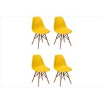 Ficha técnica e caractérísticas do produto Kit 04 Cadeiras Eiffel Charles Eames Amarela com Base de Madeira Dsw