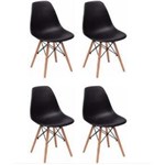 Ficha técnica e caractérísticas do produto Kit 04 Cadeiras Eiffel Charles Eames em ABS com Base de Madeira DSW - Amarelo