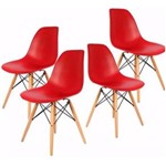 Ficha técnica e caractérísticas do produto Kit 04 Cadeiras Eiffel Charles Eames em ABS com Base de Madeira DSW - Vermelho
