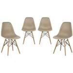Ficha técnica e caractérísticas do produto Kit 04 Cadeiras Eiffel Charles Eames em Abs Nude com Base de Madeira Dsw