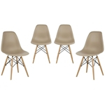 Ficha técnica e caractérísticas do produto Kit 04 Cadeiras Eiffel Charles Eames Nude com Base de Madeira DSW