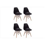 Ficha técnica e caractérísticas do produto Kit 04 Cadeiras Eiffel Charles Eames em ABS Preta com Base de Madeira DSW