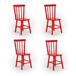 Ficha técnica e caractérísticas do produto Kit 04 Cadeiras Mônaco Assento Pequeno - Vermelha - BTB Móveis