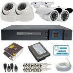 Ficha técnica e caractérísticas do produto Kit 04 Câmeras de Segurança Analógicas 1000 Linhas 24 Leds Infravermelho DVR Stand Alone Multi HD