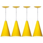 Kit 04 Luminárias Pendente Cone em Alumínio - Cor Amarelo