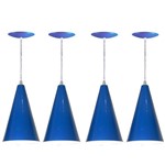 Kit 04 Luminárias Pendente Cone em Alumínio - Cor Azul