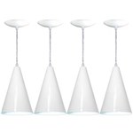Ficha técnica e caractérísticas do produto Kit 04 Luminárias Pendente Cone em Alumínio - Cor Branco