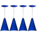 Ficha técnica e caractérísticas do produto Kit 04 Arandelas Pendente Cone em Alumínio - Cor Azul