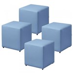 Ficha técnica e caractérísticas do produto Kit 04 Puffs Quadrado Decorativo Corino Azul - Lymdecor