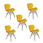 Ficha técnica e caractérísticas do produto Kit 05 Cadeiras Charles Eames Eiffel Slim Wood Estofada - Amarela