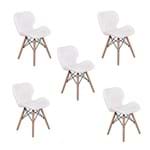 Ficha técnica e caractérísticas do produto Kit 05 Cadeiras Charles Eames Eiffel Slim Wood Estofada - Branca