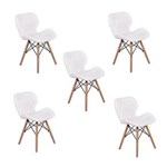 Ficha técnica e caractérísticas do produto Kit 05 Cadeiras Charles Eames Eiffel Slim Wood Estofada - Branco