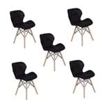 Ficha técnica e caractérísticas do produto Kit 05 Cadeiras Charles Eames Eiffel Slim Wood Estofada - Preta