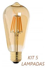Ficha técnica e caractérísticas do produto Kit 05 Lâmpadas Led Filamento Bulbo St64