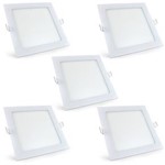 Ficha técnica e caractérísticas do produto Kit 05 Peças Luminária Plafon LED Branco Frio Quadrado Embutir - 25w - 6500k