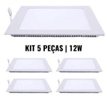 Ficha técnica e caractérísticas do produto Kit 05 Peças Luminária Plafon LED Quadrado Embutir 12w Branco Frio 6500k