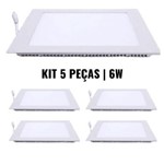 Ficha técnica e caractérísticas do produto Kit 05 Peças Luminária Plafon LED Quadrado Embutir 6w Branco Frio 6500k