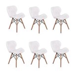 Ficha técnica e caractérísticas do produto Kit 06 Cadeiras Charles Eames Eiffel Slim Wood Estofada - Branco