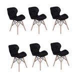Ficha técnica e caractérísticas do produto Kit 06 Cadeiras Charles Eames Eiffel Slim Wood Estofada - Preto