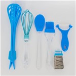 Ficha técnica e caractérísticas do produto Kit 06 Utensílios de Cozinha - Azul - Interponte