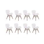 Ficha técnica e caractérísticas do produto Kit 08 Cadeiras Charles Eames Eiffel Slim Wood Estofada - Branco
