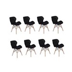 Ficha técnica e caractérísticas do produto Kit 08 Cadeiras Charles Eames Eiffel Slim Wood Estofada - Preto