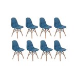 Ficha técnica e caractérísticas do produto Kit 08 Cadeiras Dkr Charles Eames Wood Estofada Botonê - AZUL PETRÓLEO